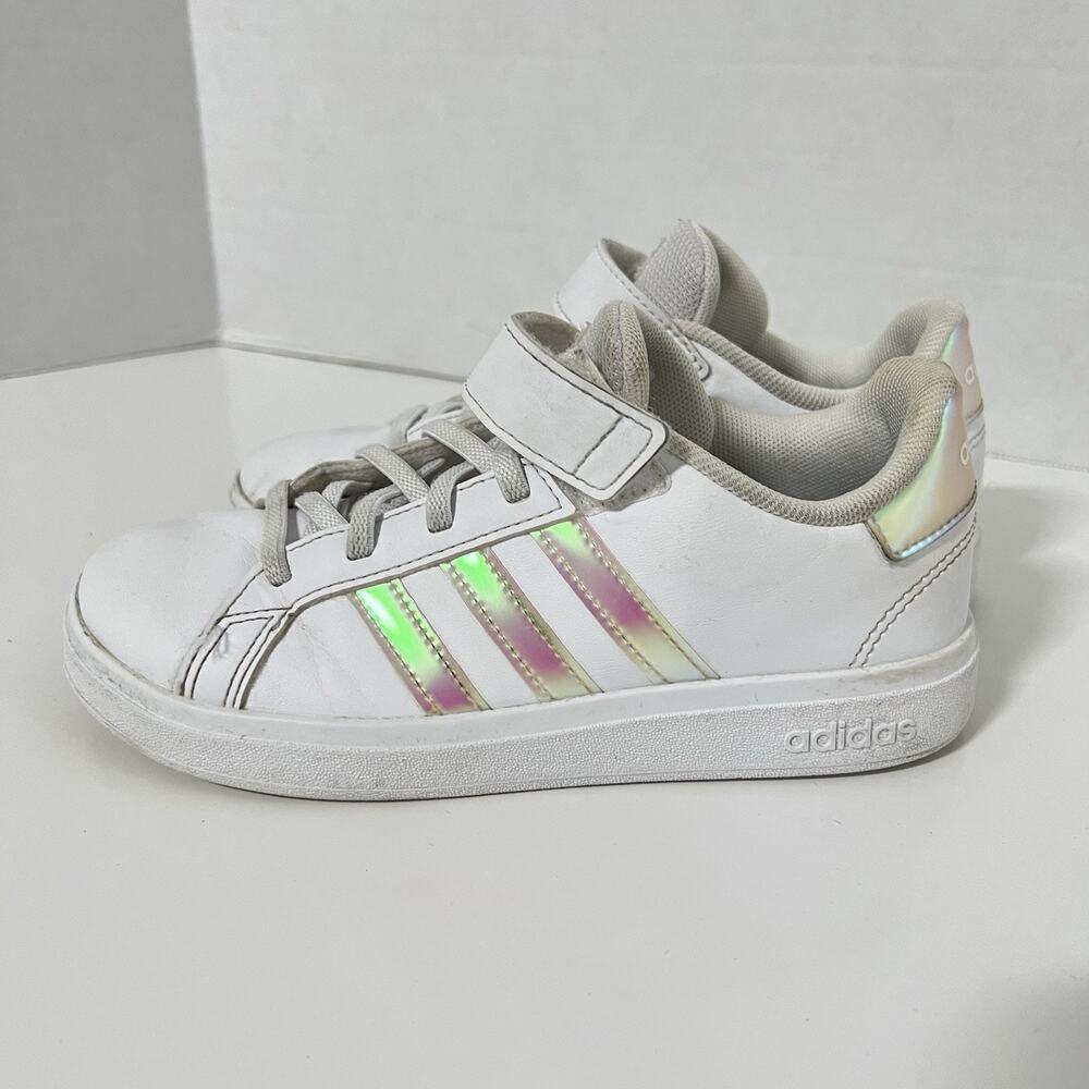 Adidas Children's Girls Grand Court 2.0 - Cloud White/Iridescent Size 2 - Picture 6 of 11